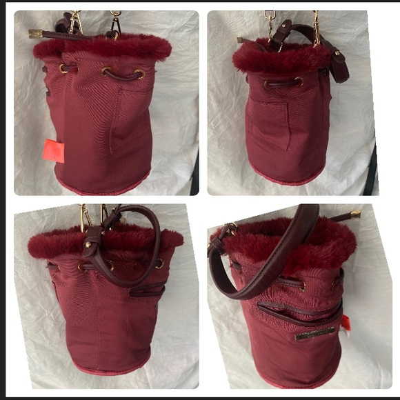 Faux Fur Crossbody  Bag  Red - Picture 15 of 17